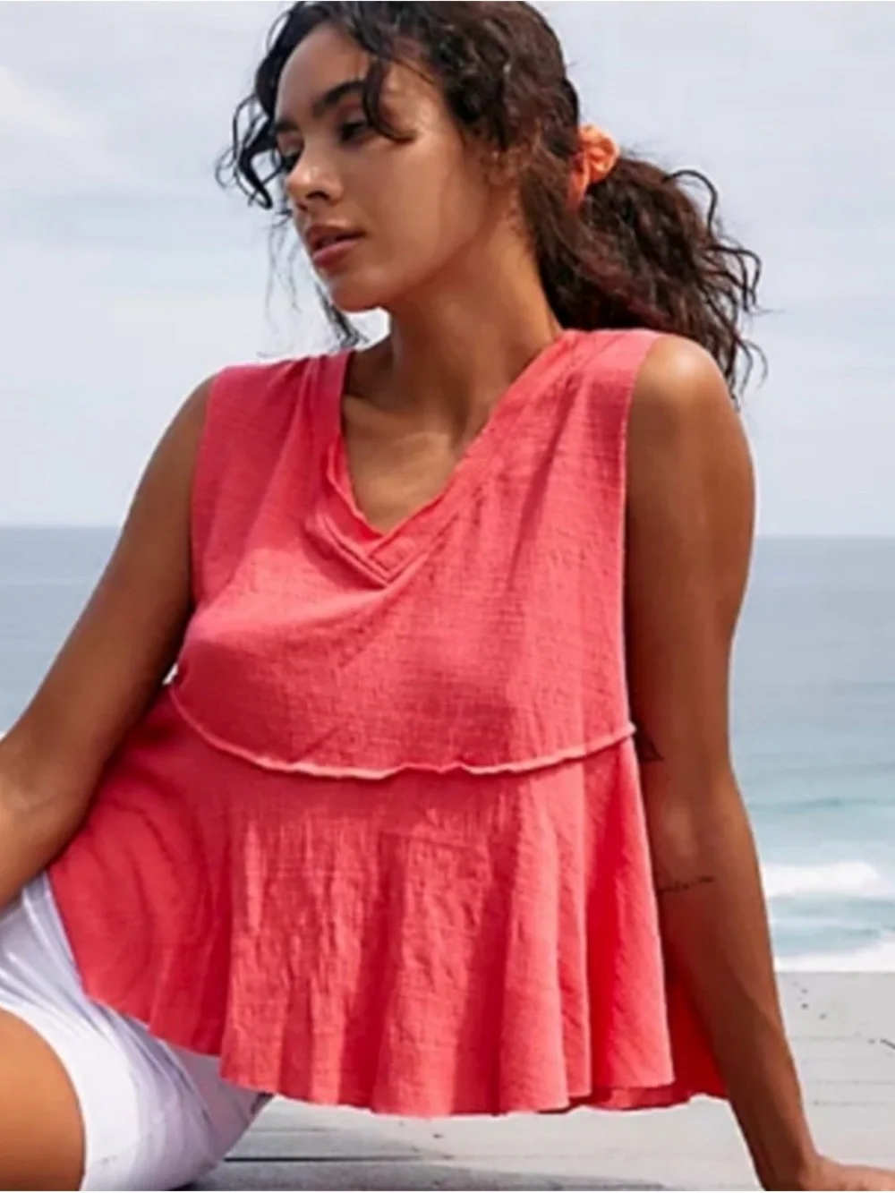 Free People Movement Full Hearts tank top in hot hibiscus XS 1198